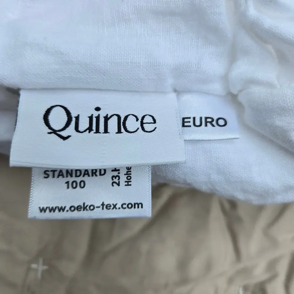 Quince European Linen Stripe Euro Sham White Pillow Cover $30 MSRP